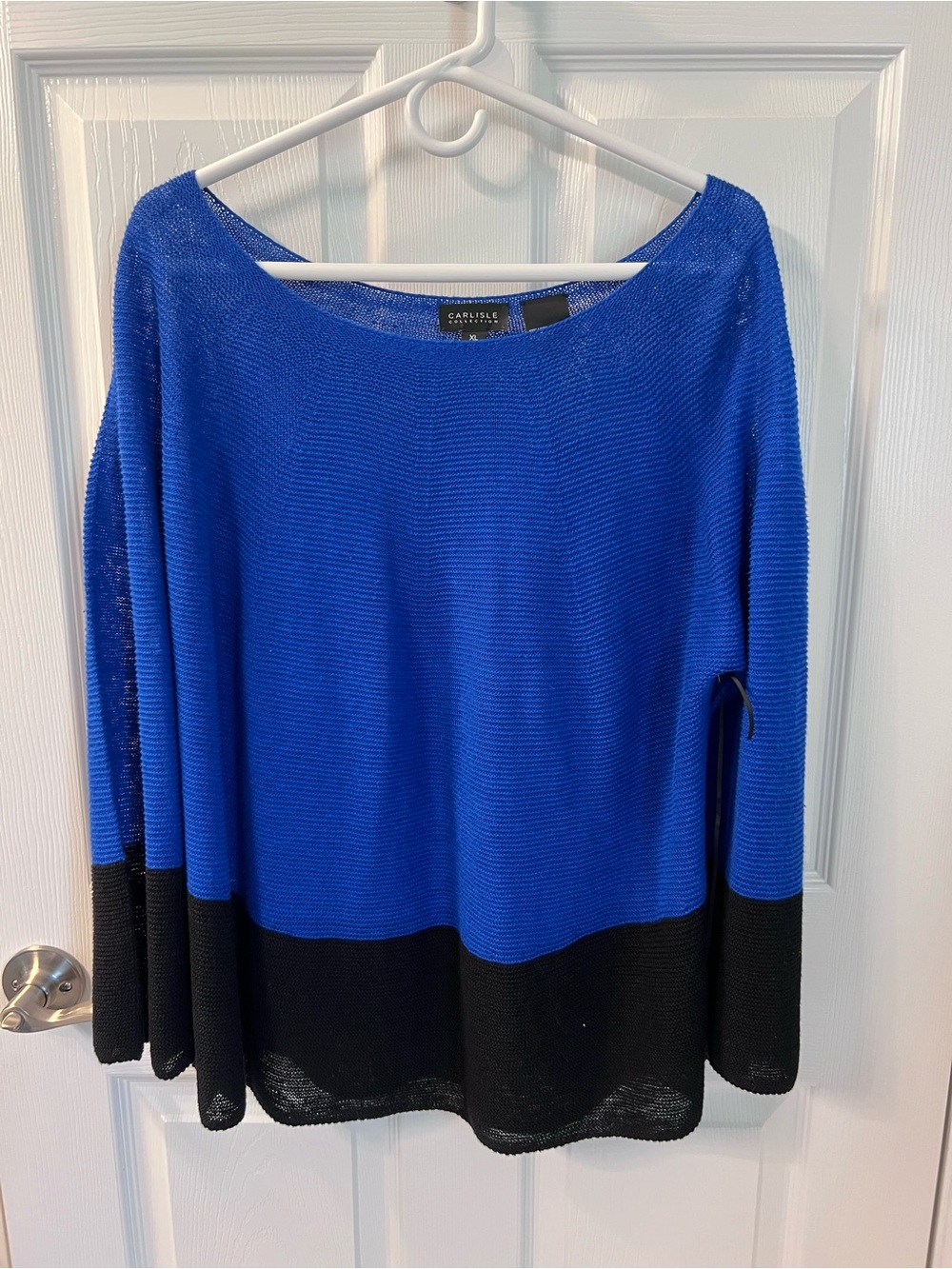 Carlisle Royal Blue and Black Boatneck Colorblock Sweater